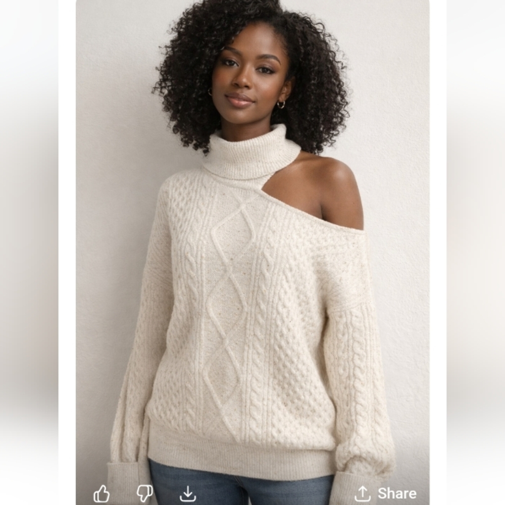 Sofia by Sofia Vergara Off-Shoulder Cream With Gold Sweater. XXL /20